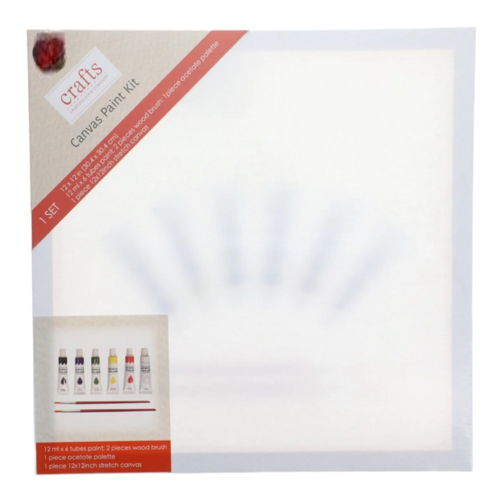 12x12” Canvas & Acrylic Paint with Paintbrush 8 Pice Painting Kit NWT